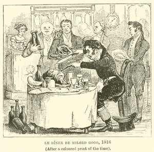 Le Diner de Milord Gogo, 1816 (według kolorowego druku z tamtych czasów) autorstwa English School